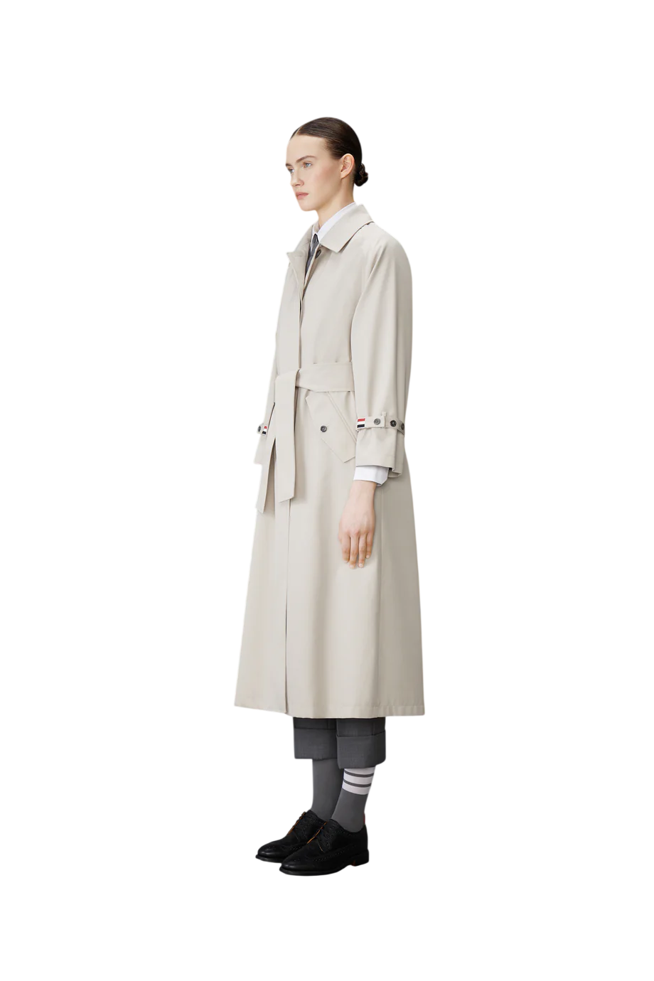 Waterproof cotton-twill trench coat in khaki