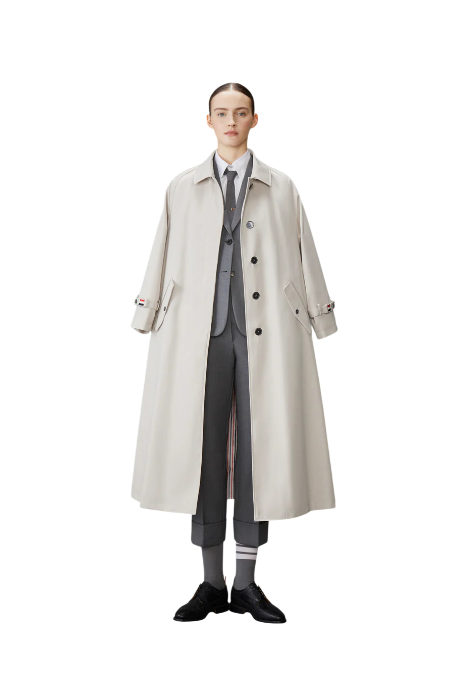 Waterproof cotton-twill trench coat in khaki