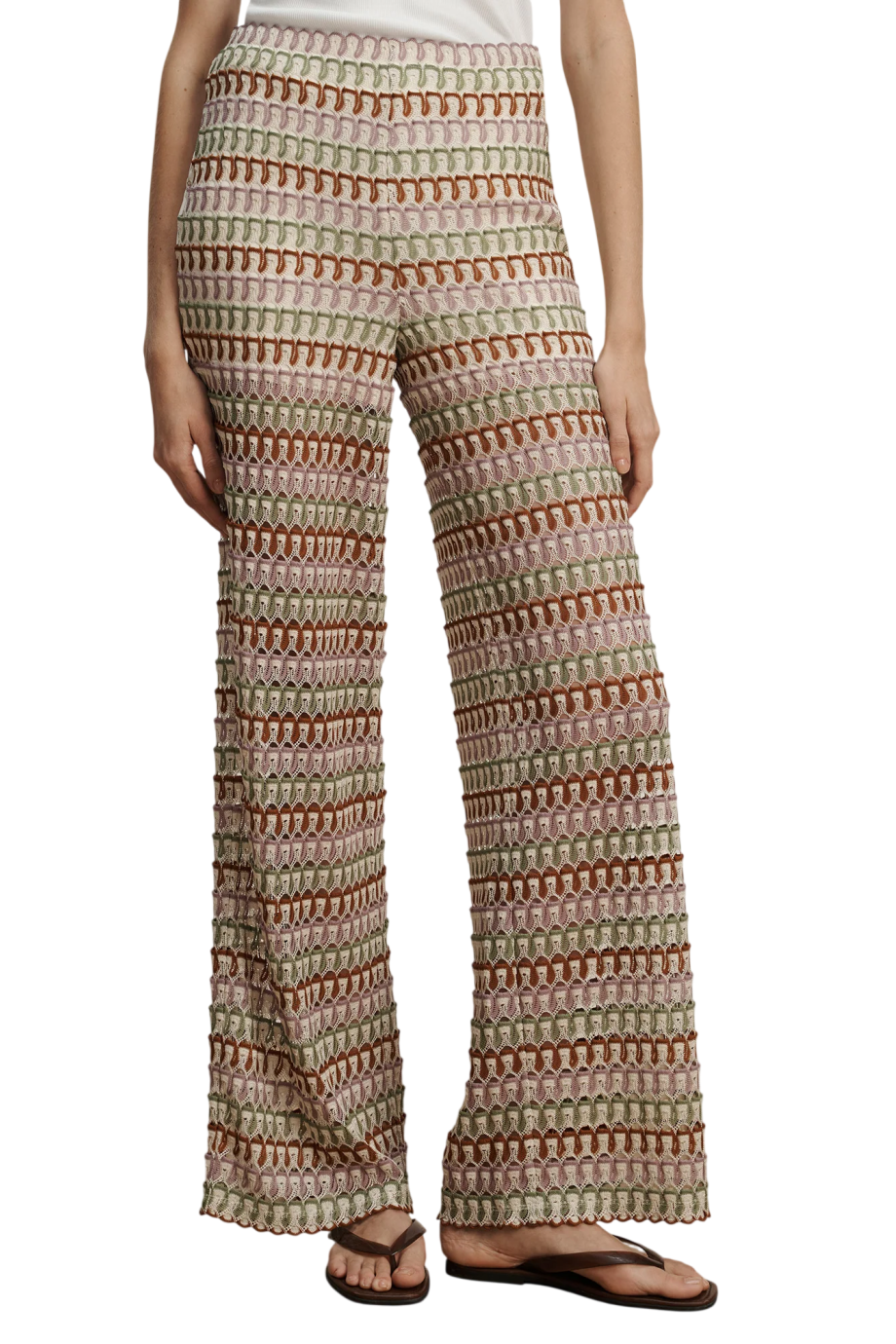 Fatima crochet wide-leg pants in deep ochre