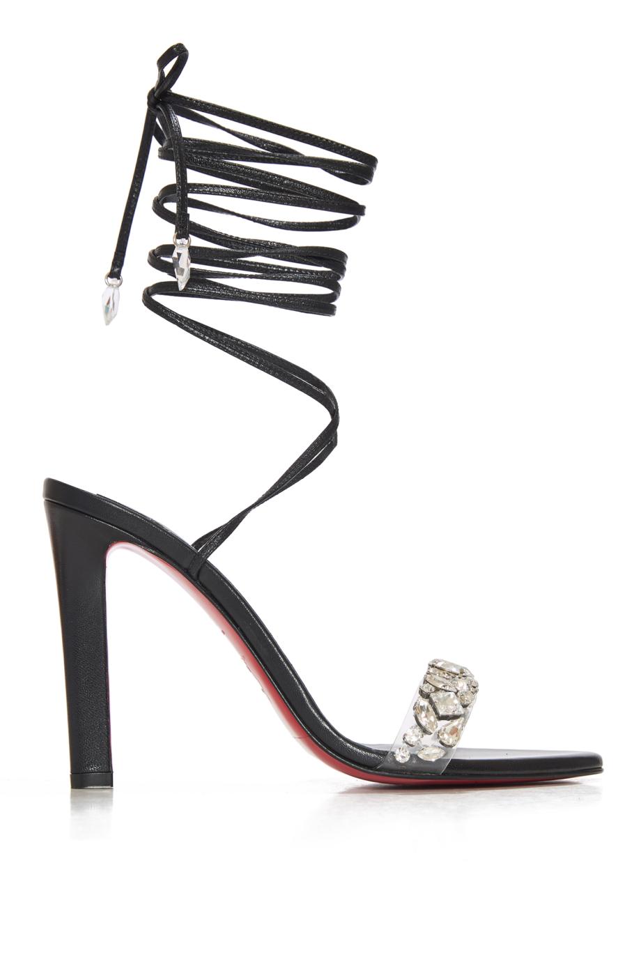 Fanny Jolly 100 crystal-embellished leather sandals in black