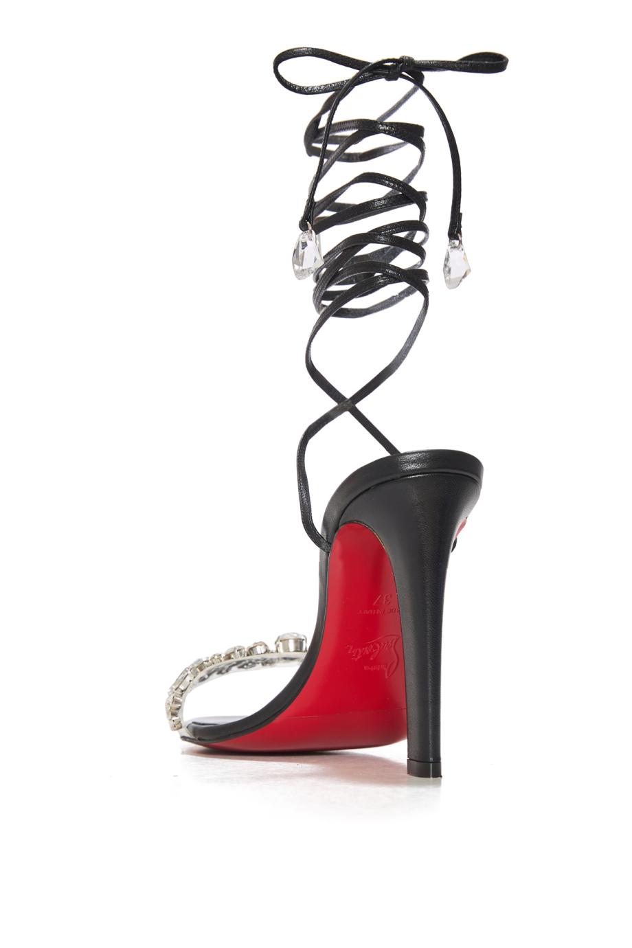 Fanny Jolly 100 crystal-embellished leather sandals in black