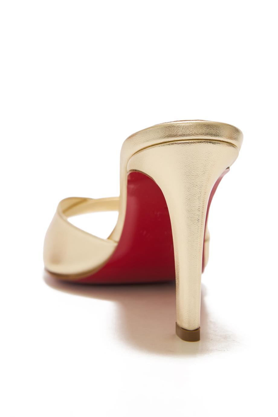 Fanny Slide 85 laminated leather mules in platine