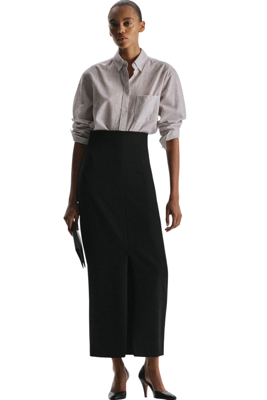 Cotton patch-pocket shirt in white