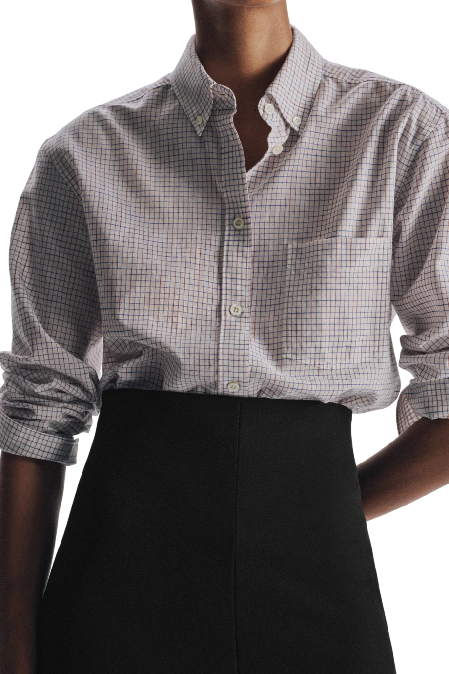 Cotton patch-pocket shirt in white