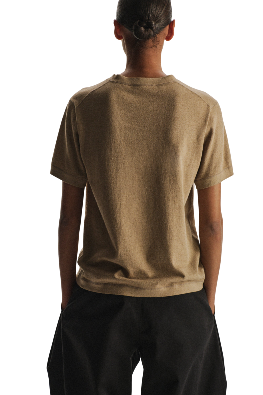 Cotton and silk top in taupe