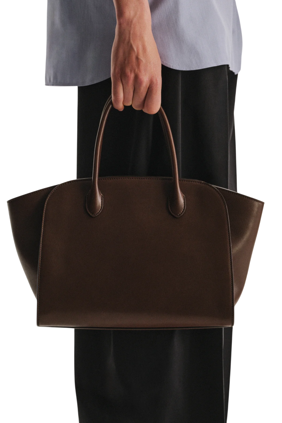 Marlo 12 polished-leather tote in deep brown
