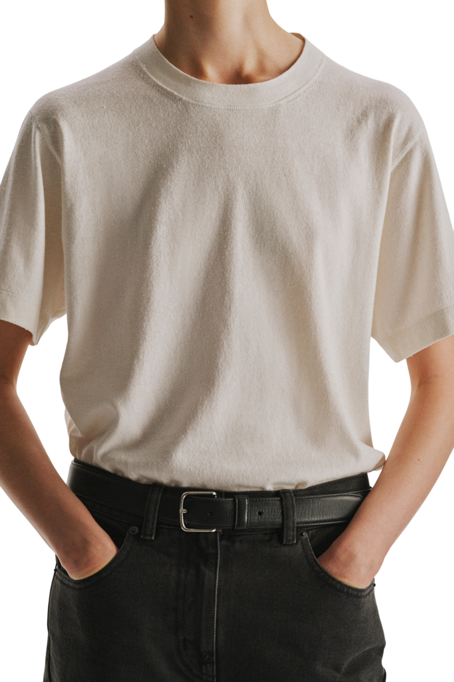 Cotton and silk top in white