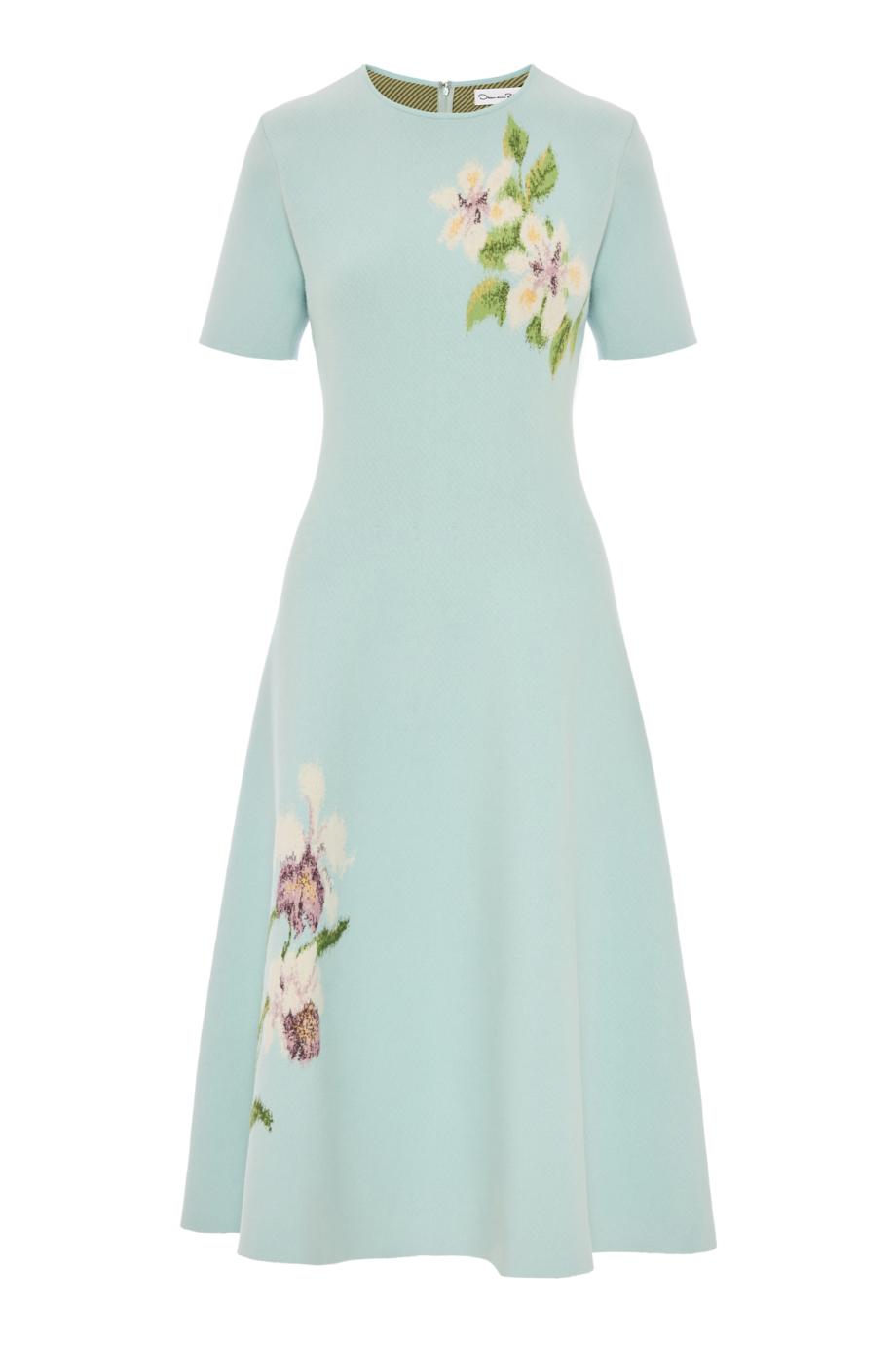 Aline cotton-blend jacquard midi dress in saltwater