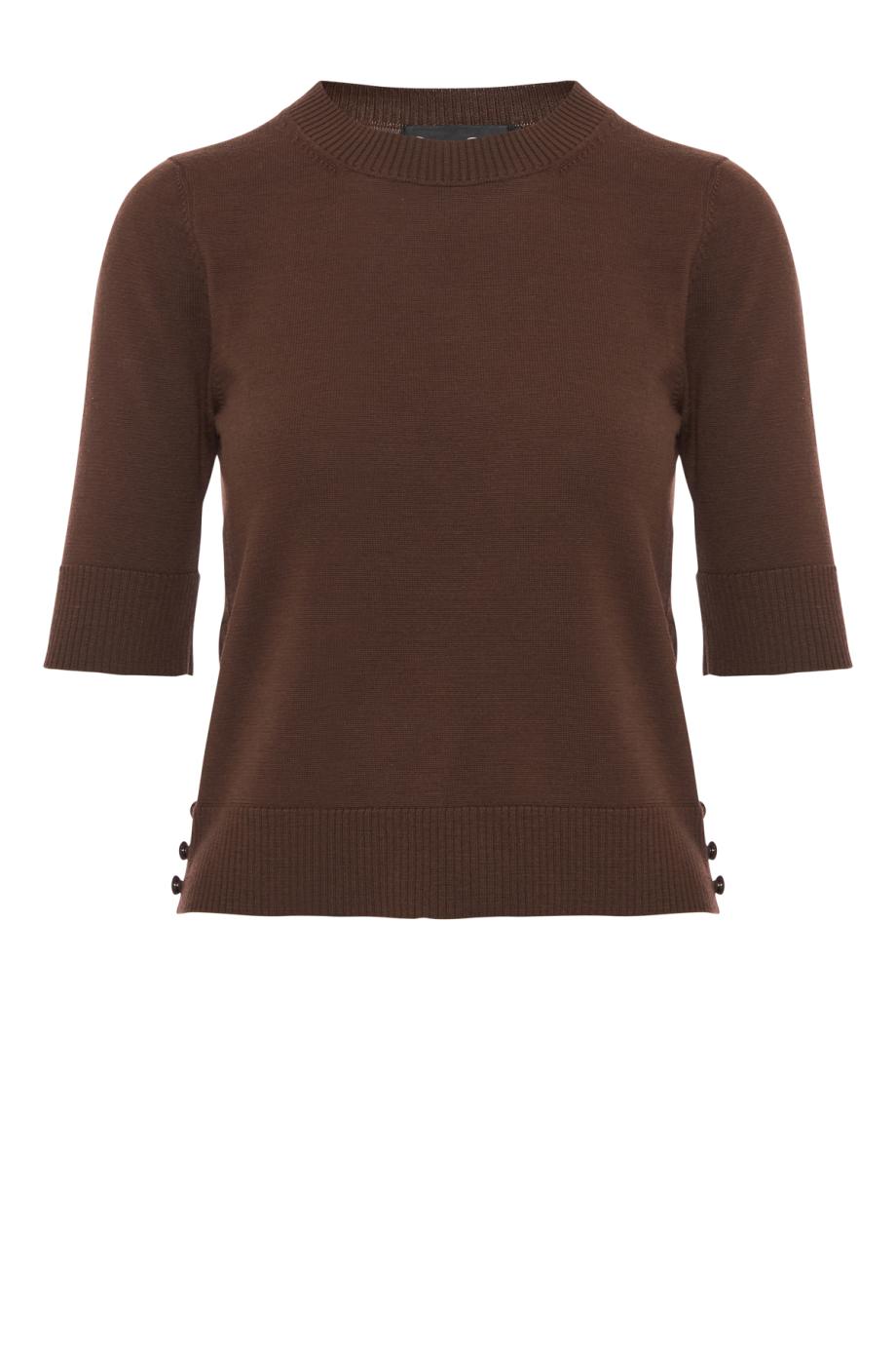 Wool knit top in mahogany