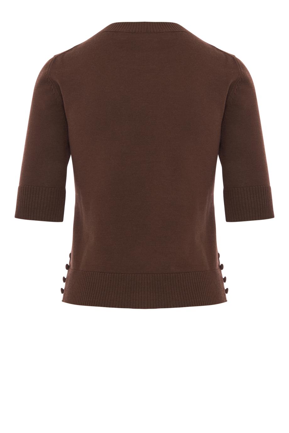 Wool knit top in mahogany