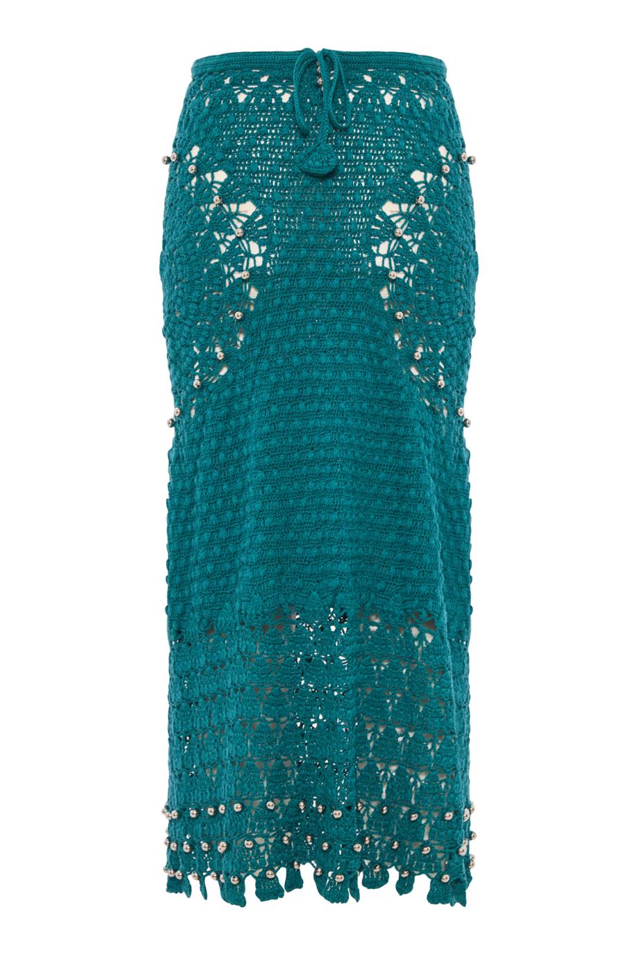 Hand-crocheted cotton midi skirt in green