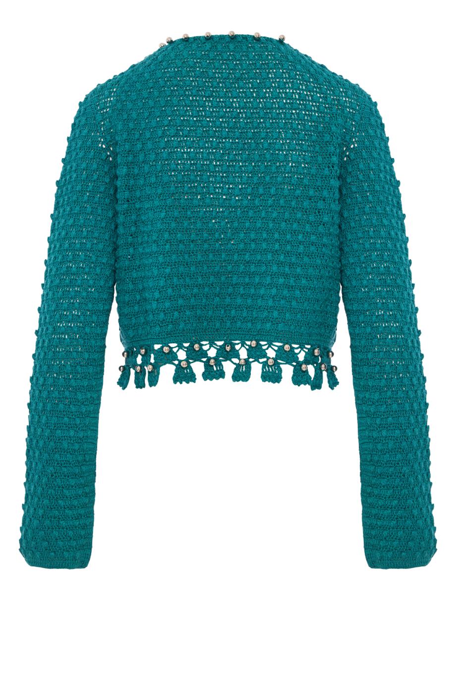Hand-crocheted cotton cardigan in green