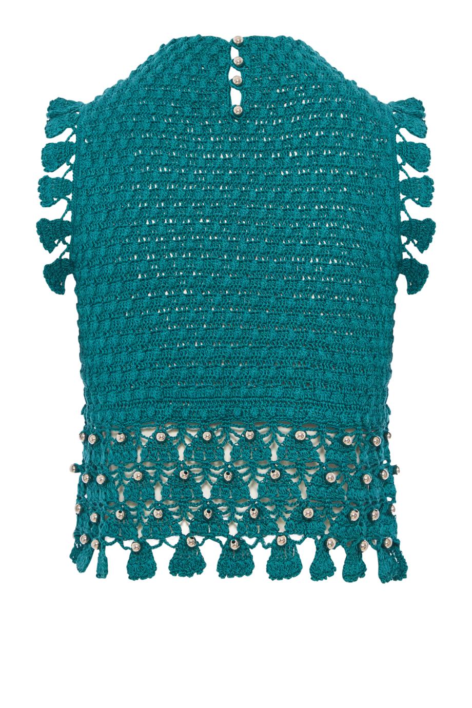 Hand-crocheted cotton top in green