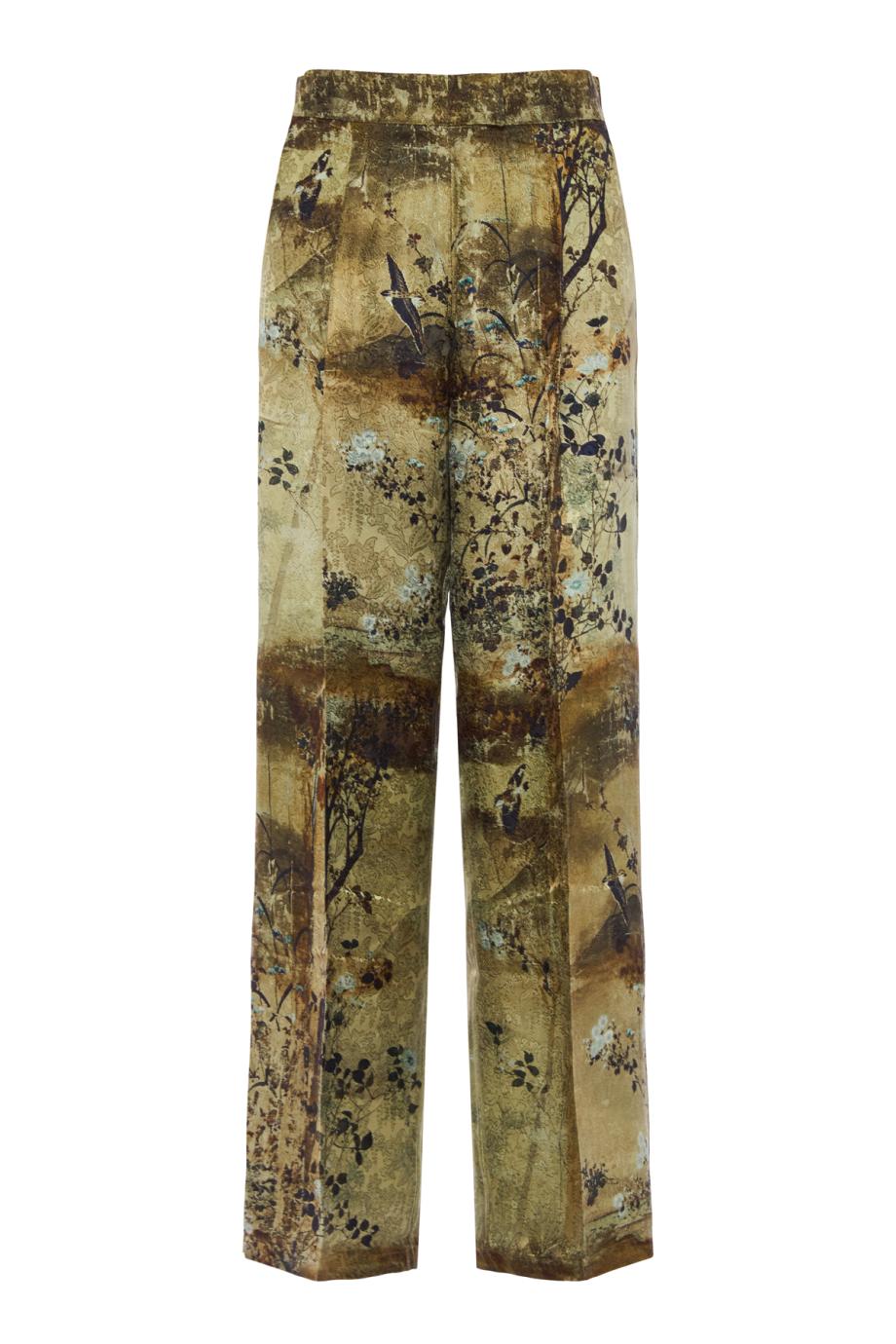 Silk-blend velvet pants in beige