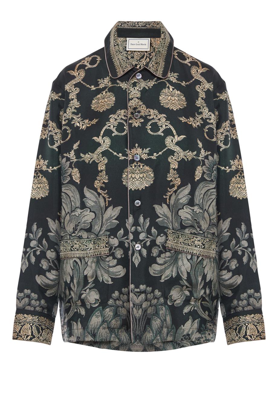 Aloe patch-pocket silk shirt in black
