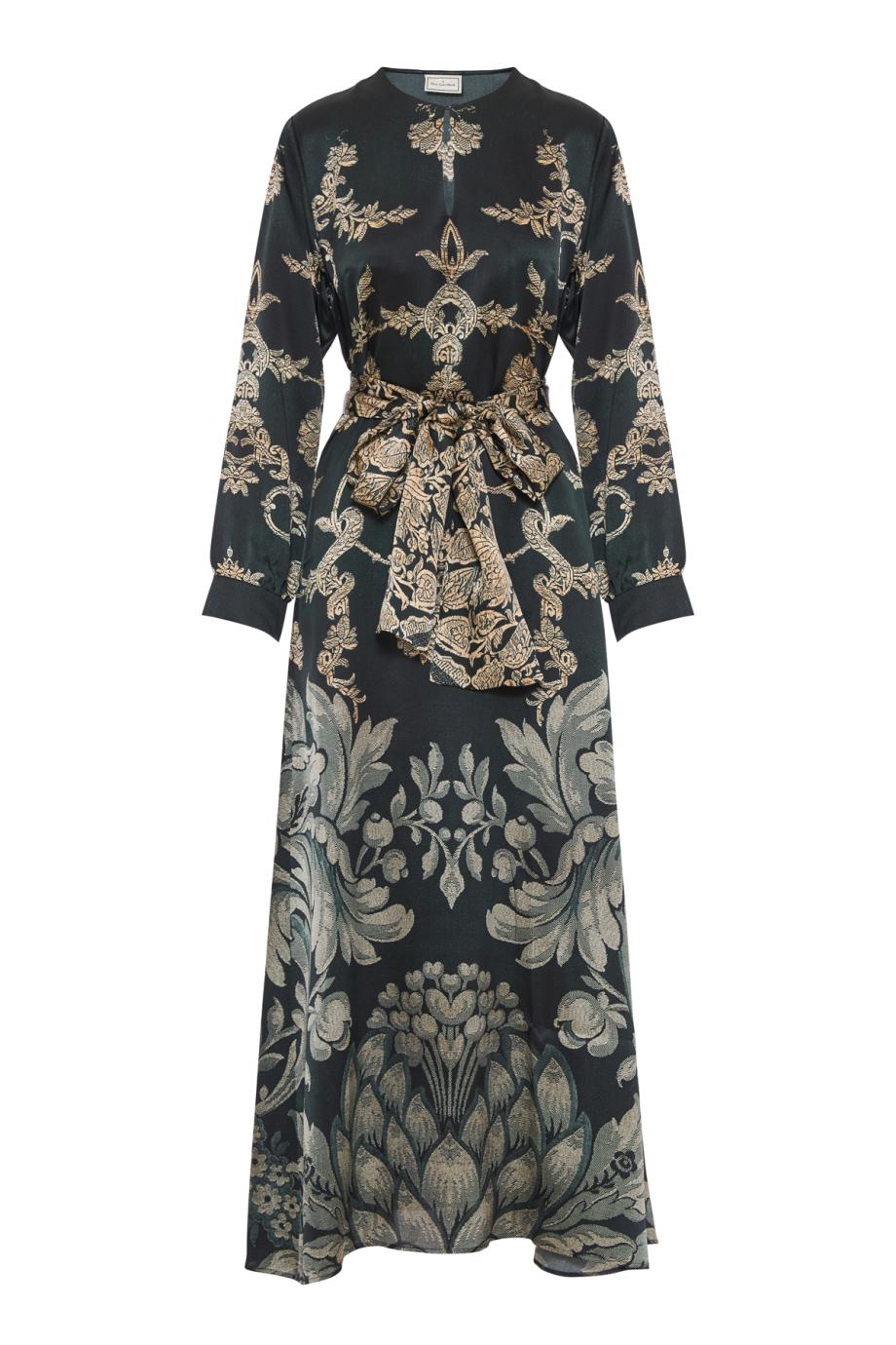 Mutka belted silk maxi dress in black