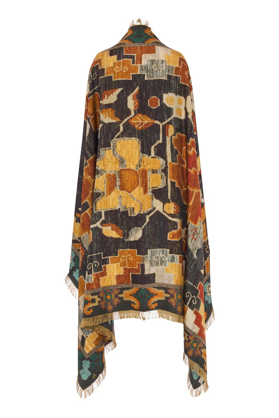 Aloeuw printed silk shawl in brick 135X195