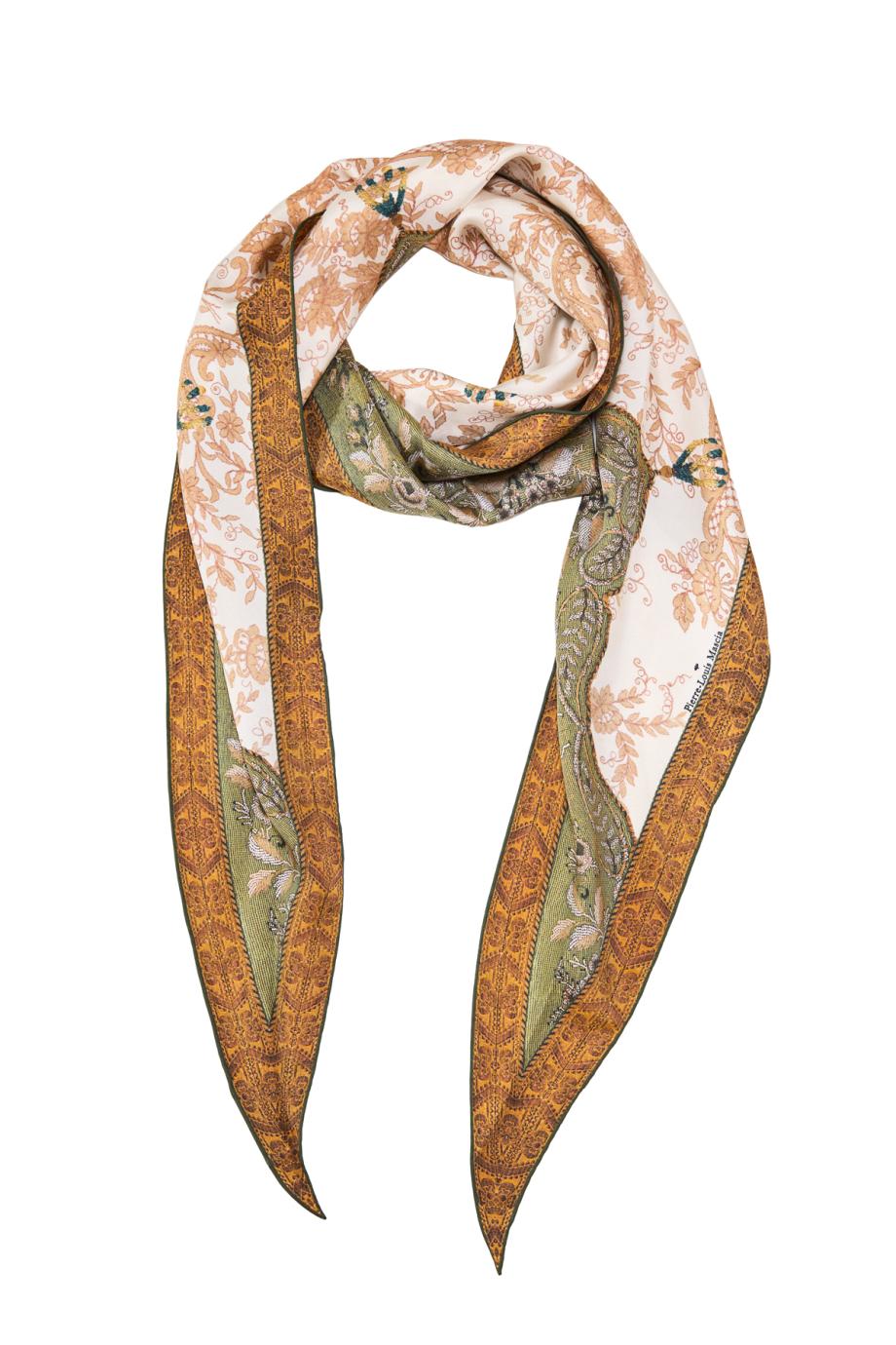 Aloeuw printed silk scarf in beige 65X120