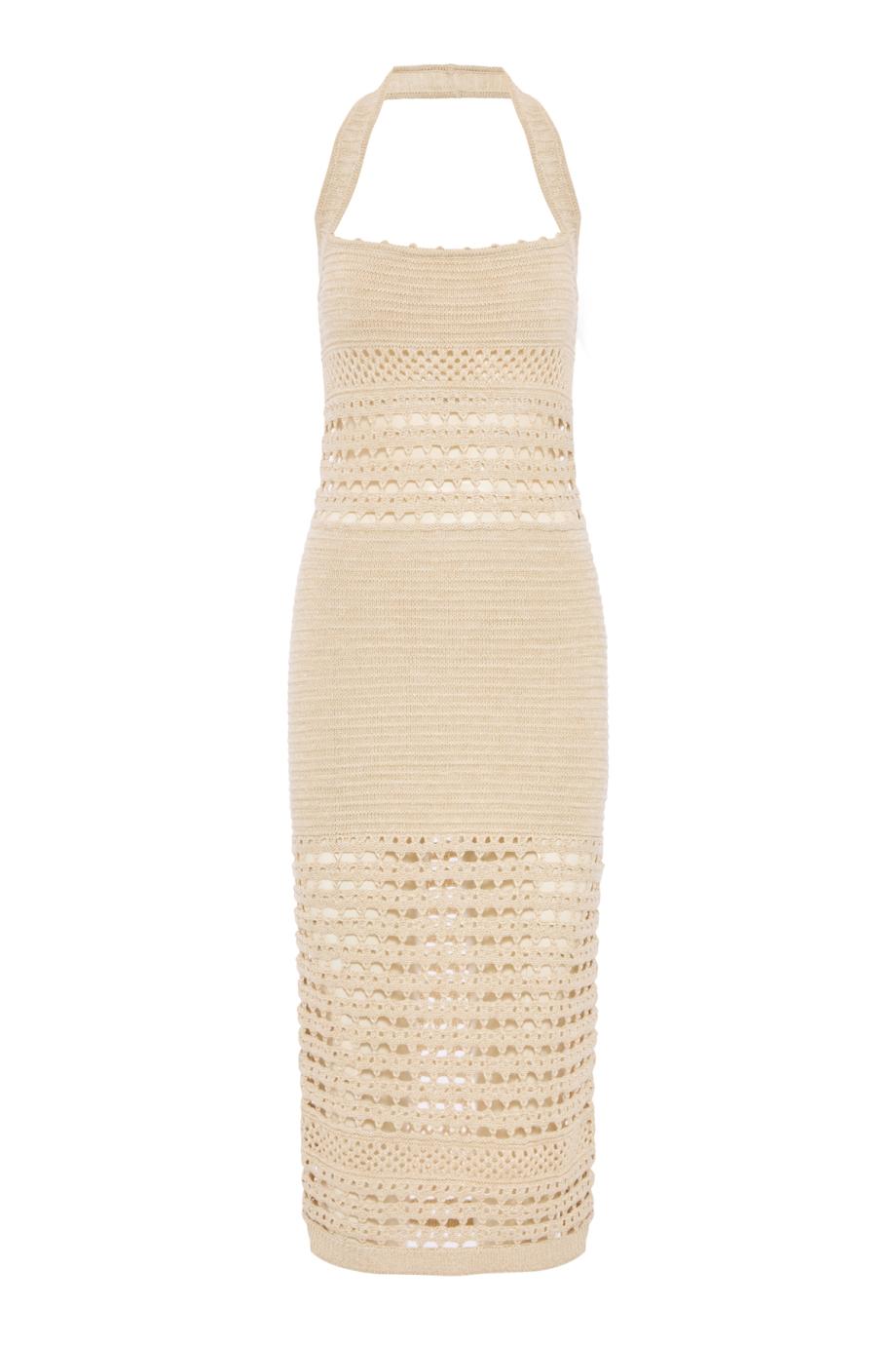 Jaycee metallic crochet dress in bone
