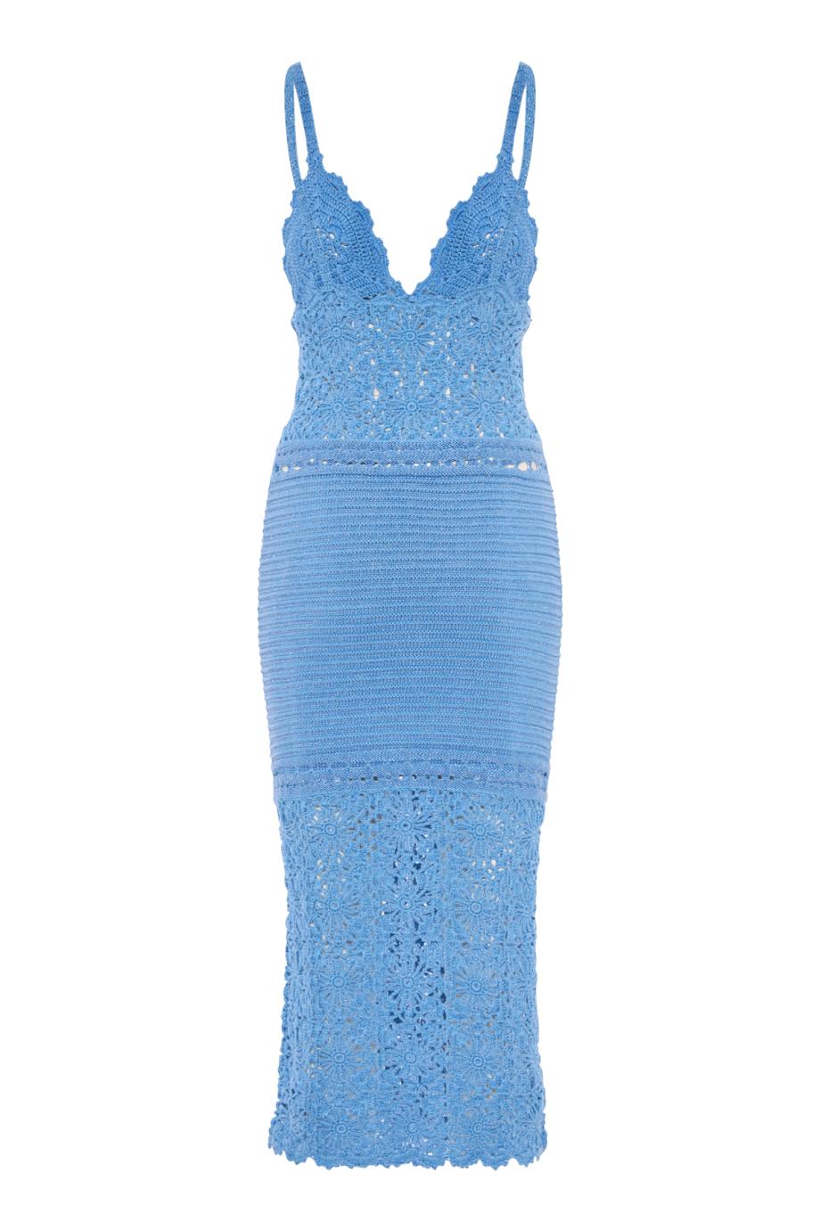 Tristyn metallic crochet midi dress in aqua