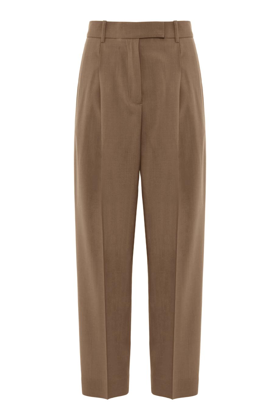 Daria single-pleat wool pants in desert brown
