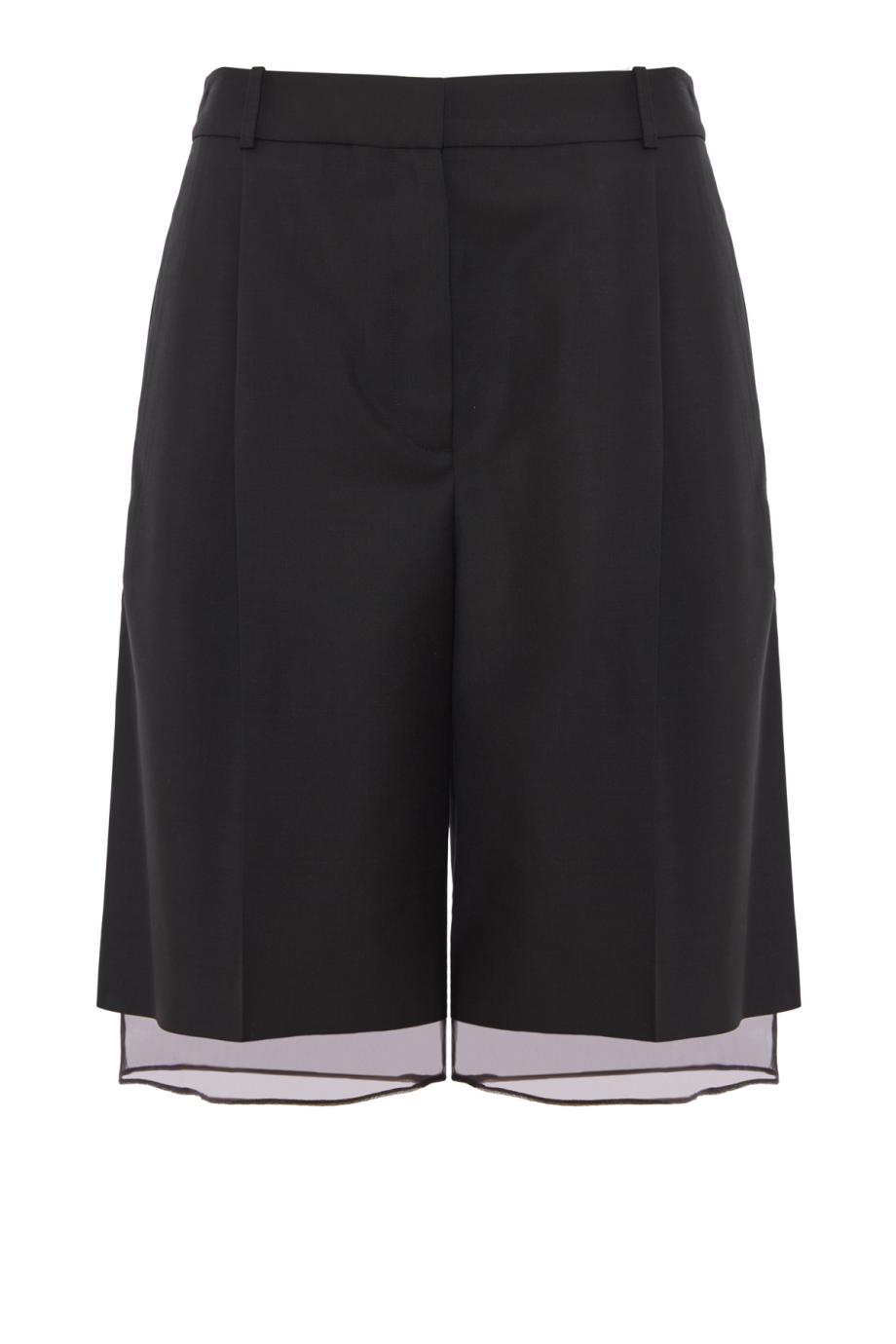 Organza-lined tailored shorts in black