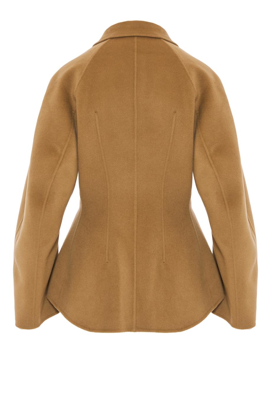 Double-faced sculptural wool and cashmere jacket in camel