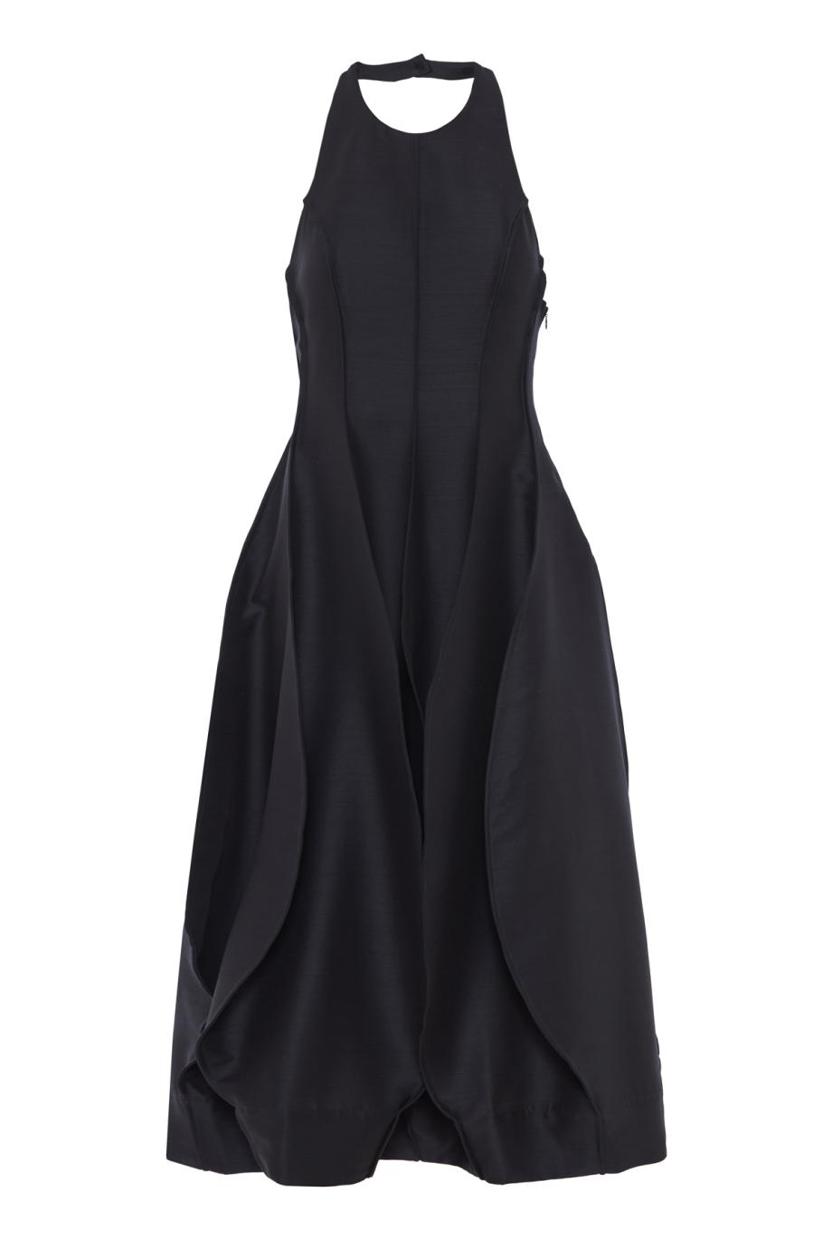 Open-back tulip wool-blend midi dress in night