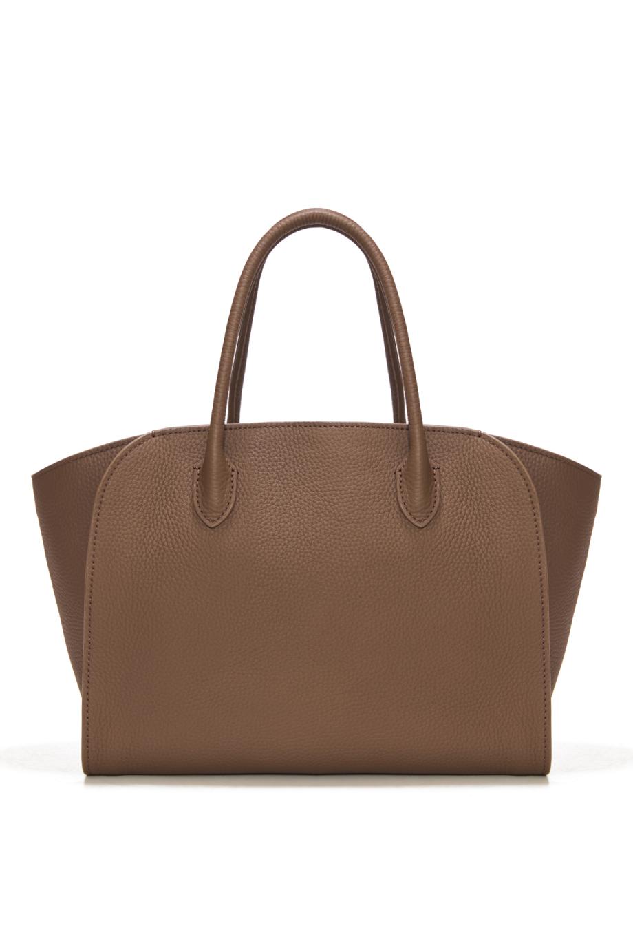 Marlo 12 grained-leather tote in dark olive