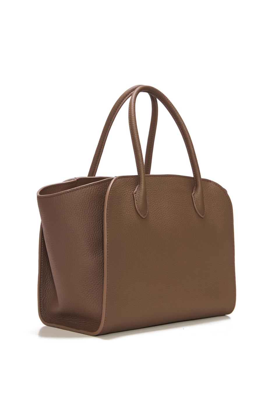 Marlo 12 grained-leather tote in dark olive