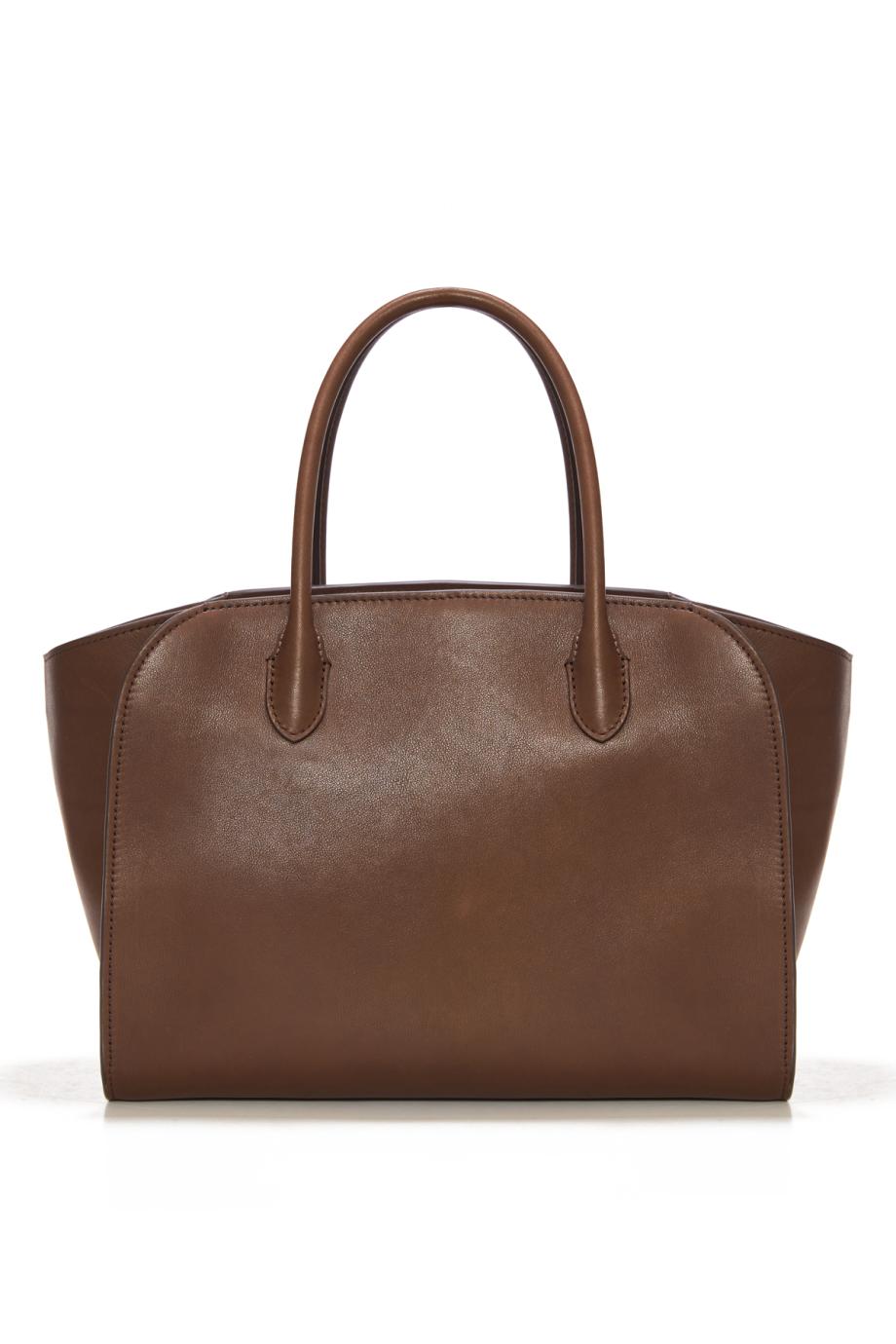 Marlo 12 polished-leather tote in deep brown