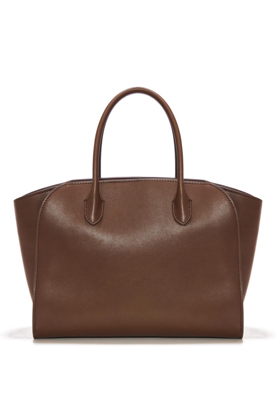 Marlo 12 polished-leather tote in deep brown
