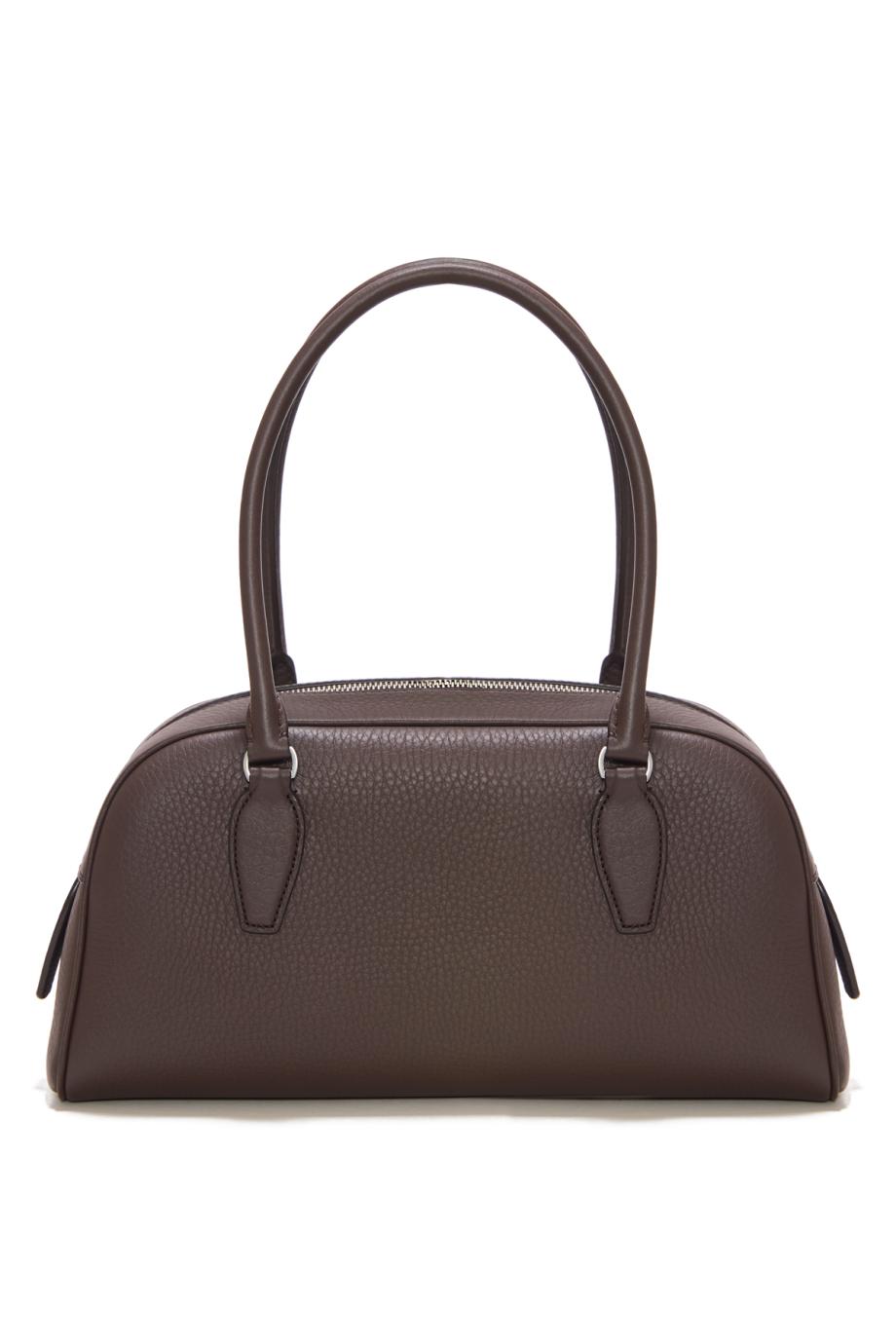 India small grained-leather top-handle bag in deep brown