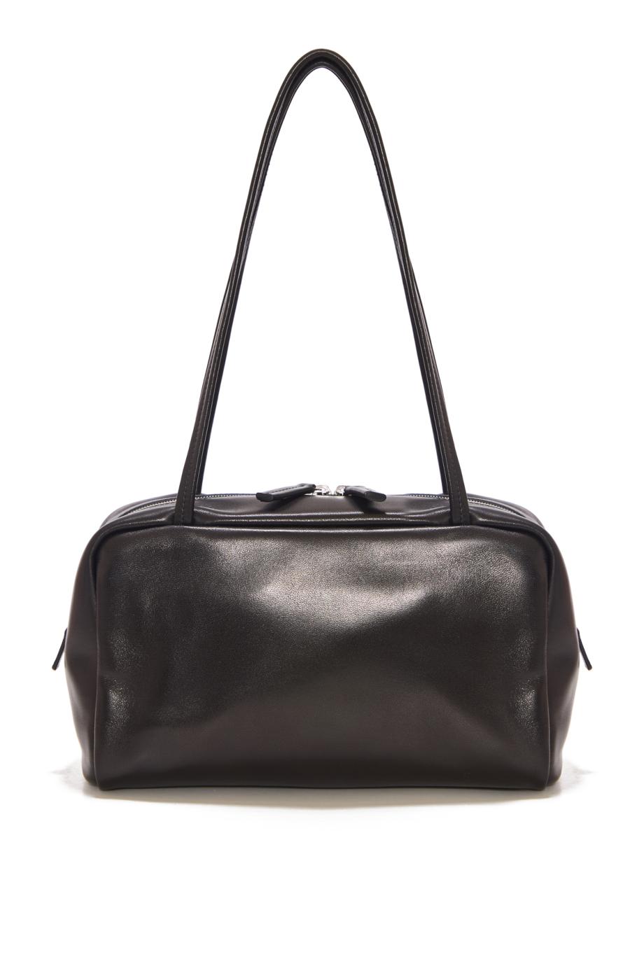 Astra bowling leather top handle bag in black
