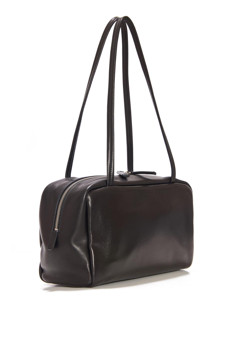 Astra bowling leather top handle bag in black