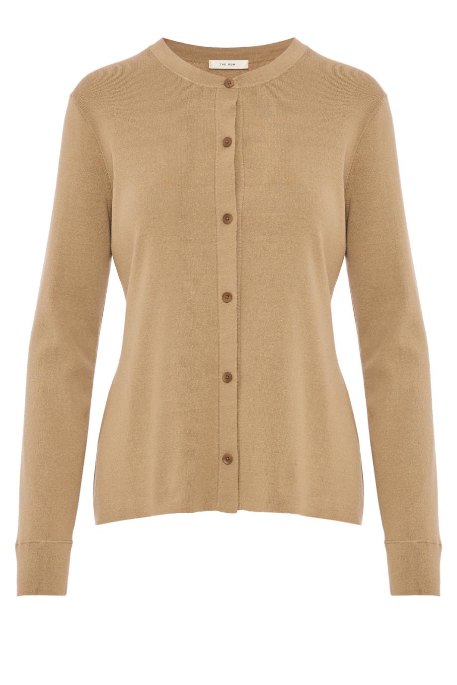Cotton and silk cardigan in taupe