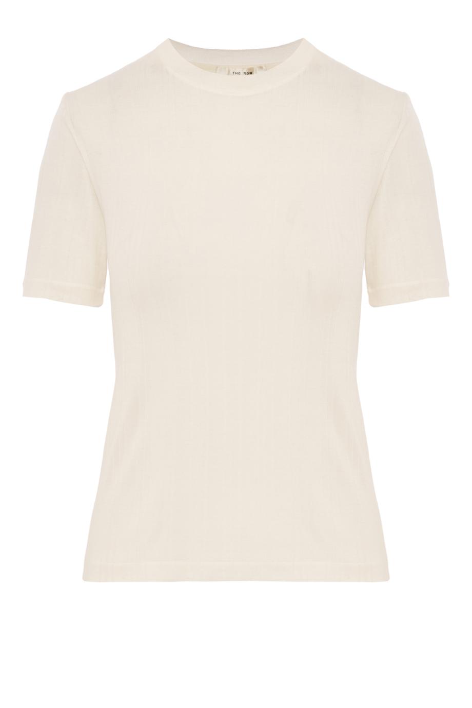 Etina cottonShort-sleeved crewneck top in ivory