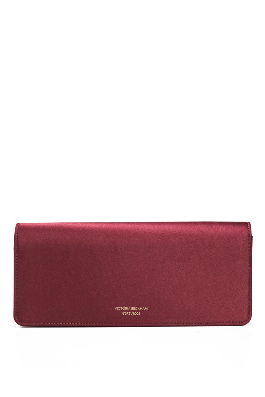 Dorian East-West satin clutch in burgundy