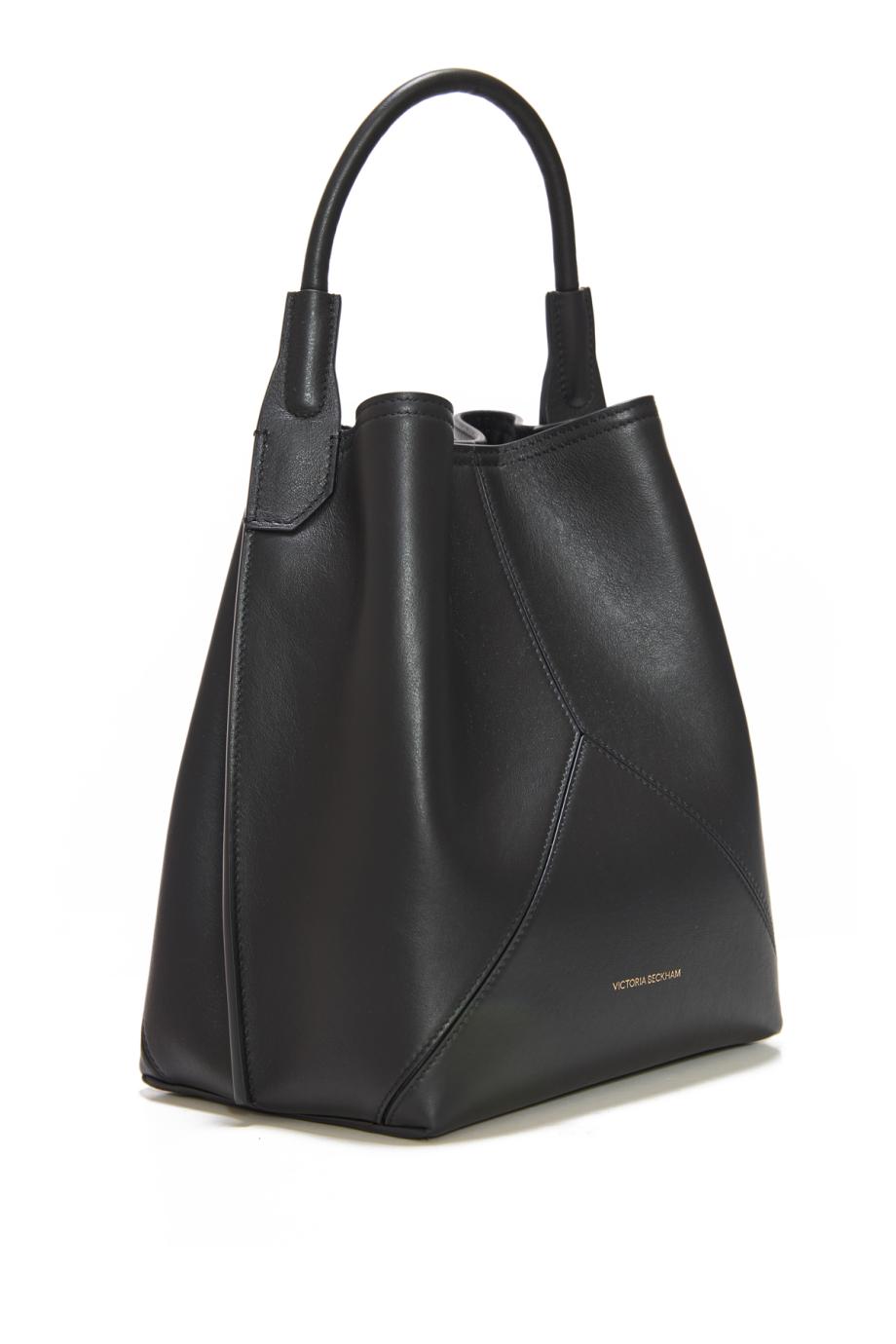 Victoria leather bucket bag in black