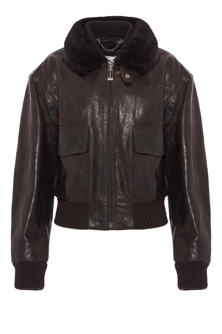 Aviator Shearling-trimmed leather aviator jacket in earth