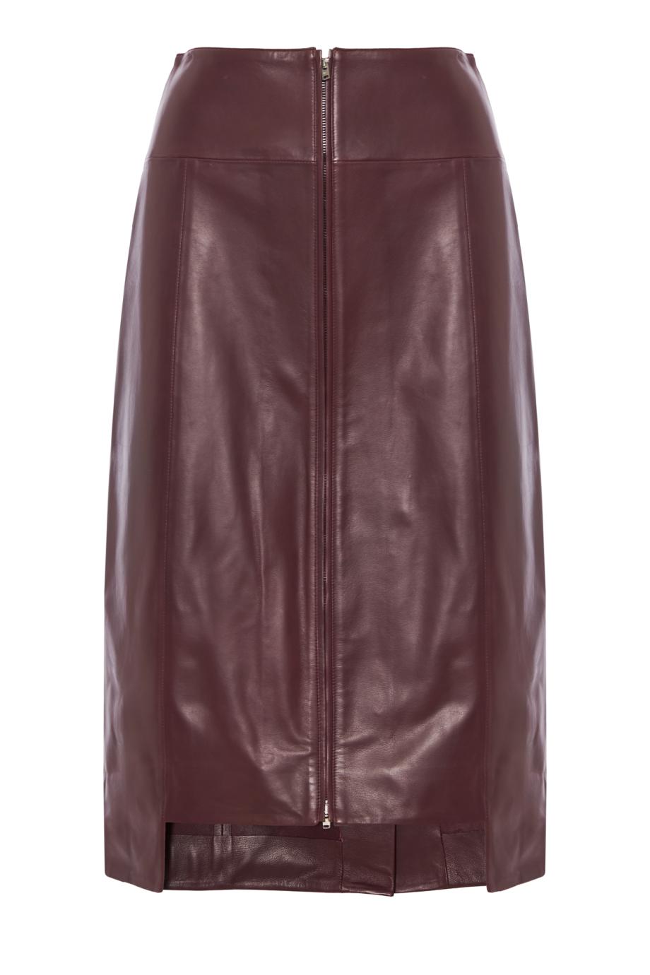 Leather A-line skirt in acai