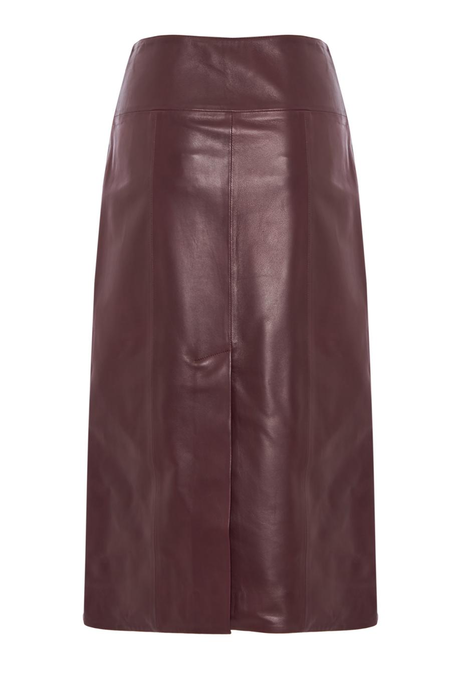 Leather A-line skirt in acai