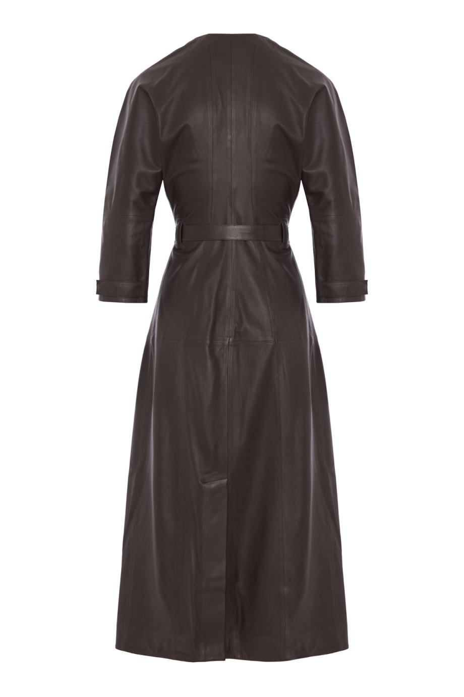 Dolman leather midi dress in dark earth