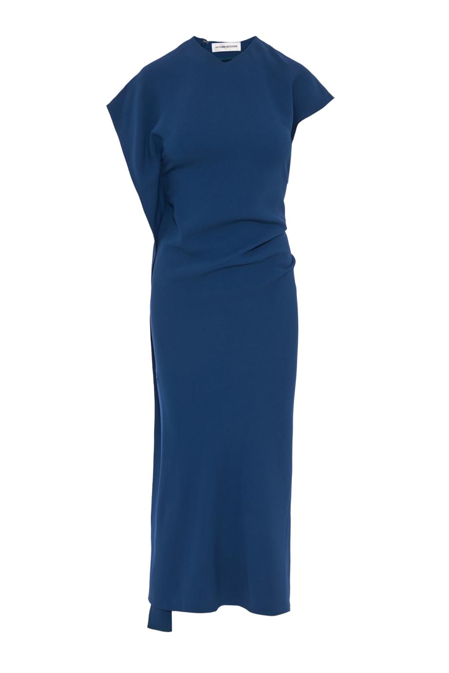 Victoria crepe midi dress in dark ocean