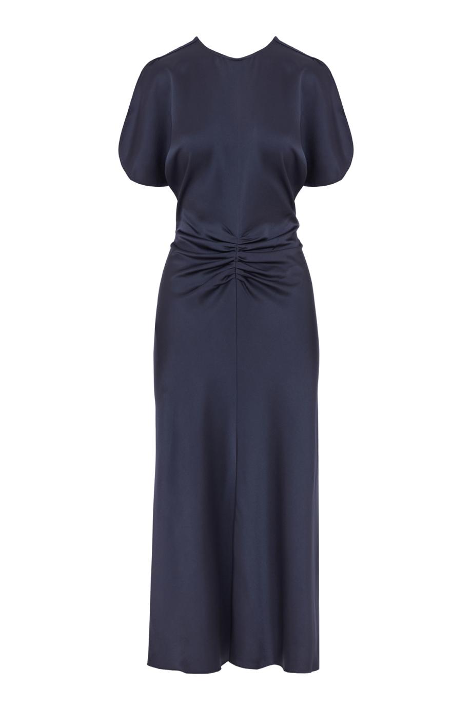 Bela satin midi dress in midnight