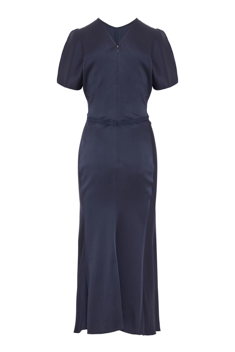 Bela satin midi dress in midnight