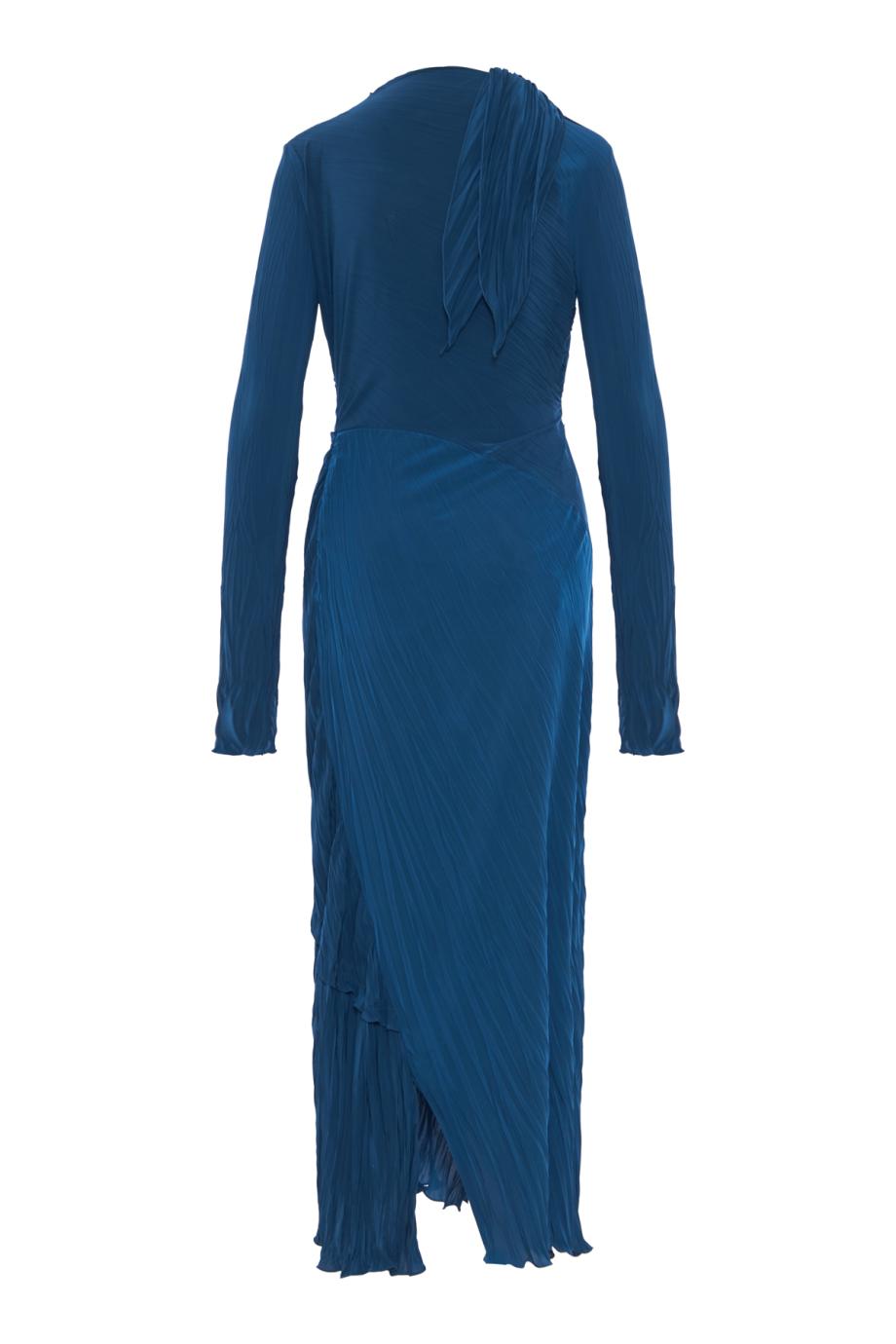 Plissé jersey maxi dress in dark ocean