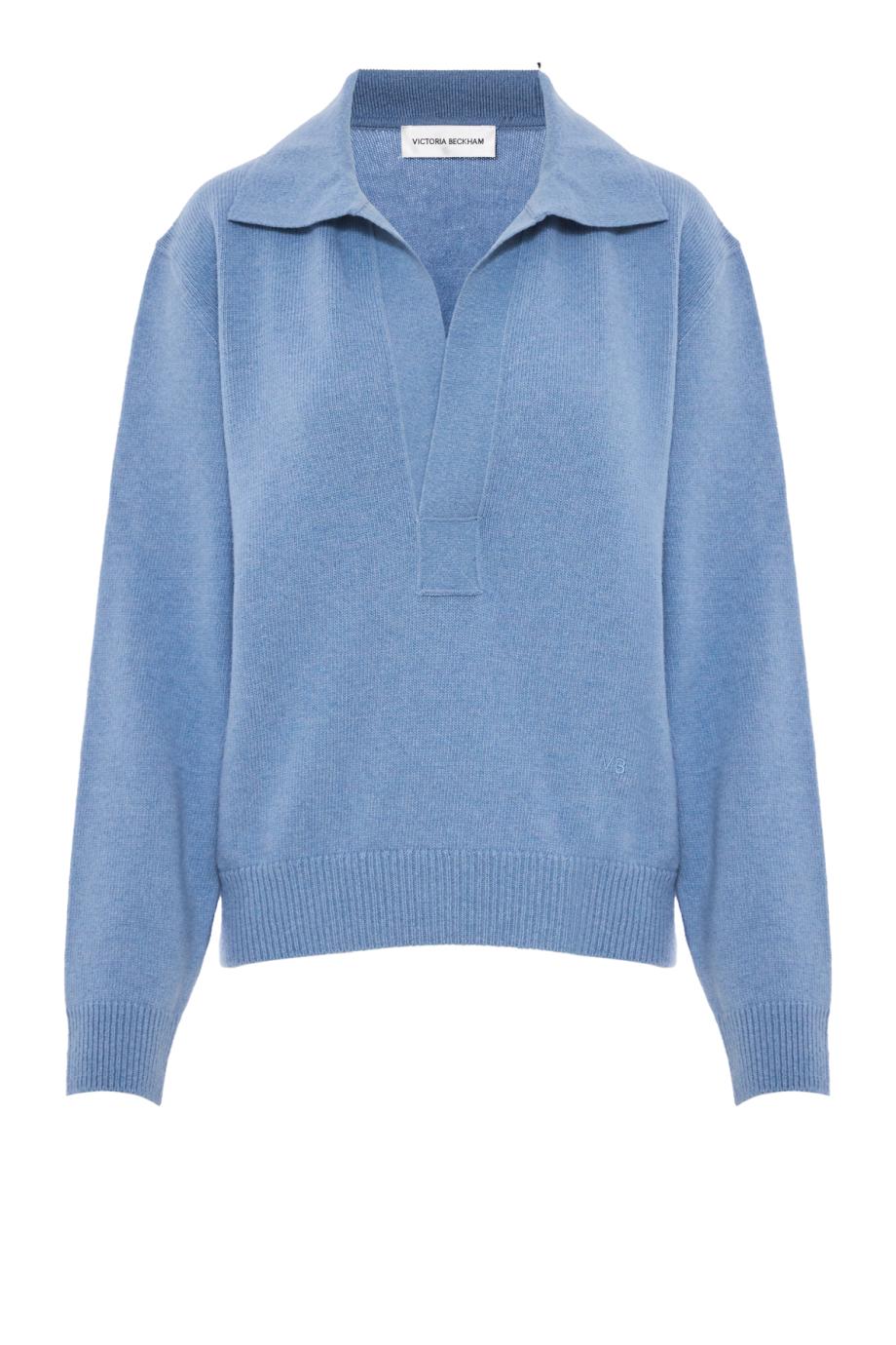 Genevieve wool and cashmere polo sweater in ocean