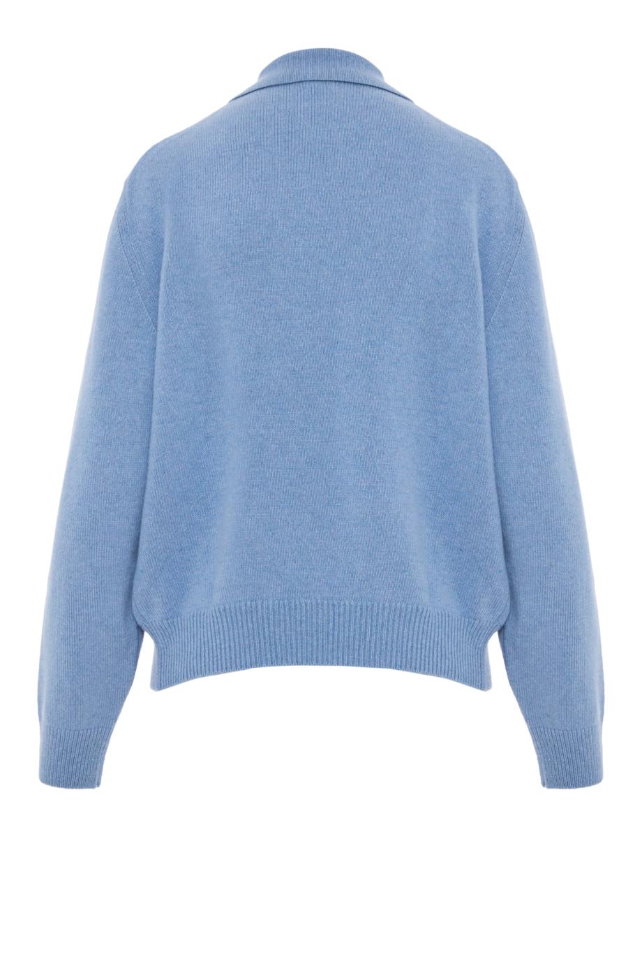 Genevieve wool and cashmere polo sweater in ocean