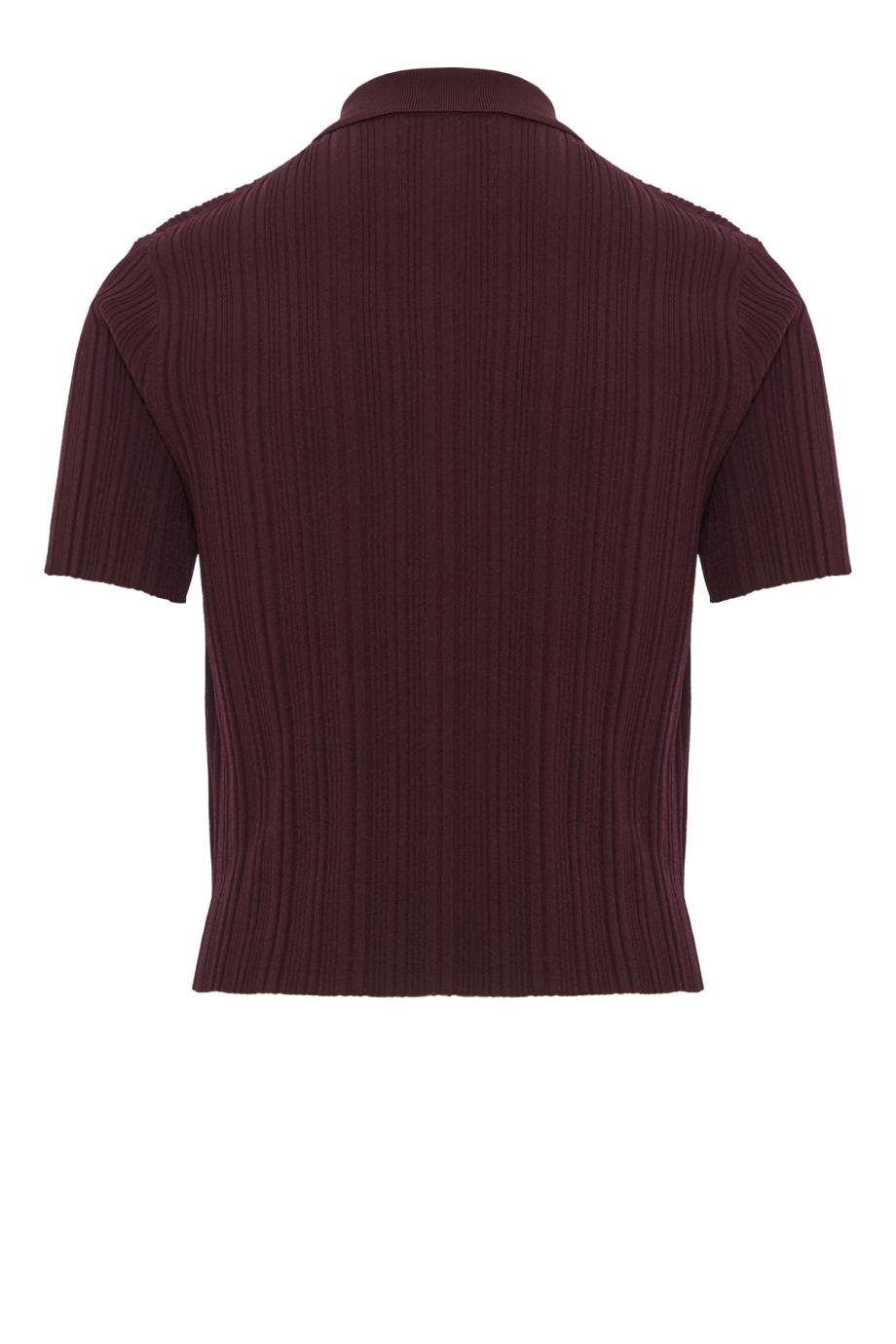 Ribbed polo top in acai